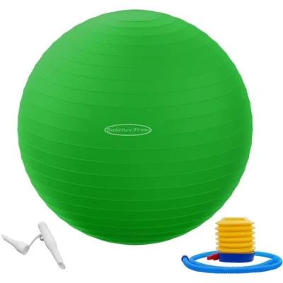 Abbildung von Signature Fitness Gymnastikball, Yoga Ball, Fitnessball, Geburtsball mit Schnellpumpe, 0,9 kg Kapazität, Grün, 76,2 cm, XL