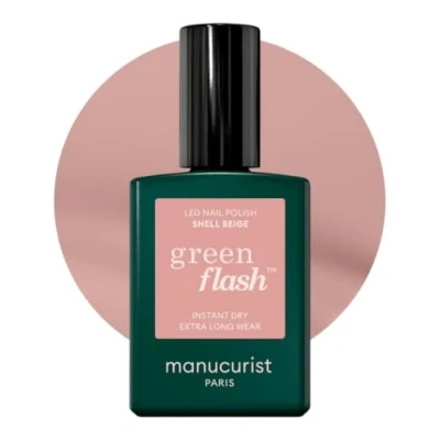 Abbildung von MANUCURIST Green Flash™ UV Nagellack Beige Rosa Shell Hema Free Lack 12 Lack, 60% bio basiert Nägel Selber Machen für Lampe Gel 15 ml