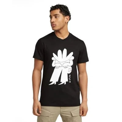 Abbildung von G Star RAW Herren Boots Illustration T Shirt, Schwarz (Dk Black D25687 c336 6484), L EU