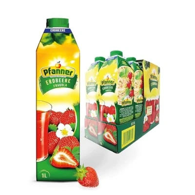 Abbildung von Pfanner Erdbeere Fruchtnektar (8 x 1 l) 30 % Fruchtgehalt Fruchtgetränk im Vorratspack Getränk aus