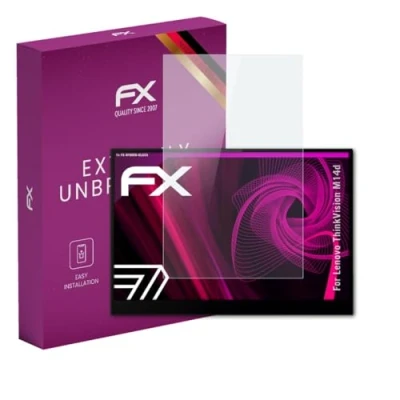 Abbildung von atFoliX Glasfolie kompatibel mit Lenovo ThinkVision M14d Panzerfolie, 9H Hybrid Glass FX Schutzpanzer Folie