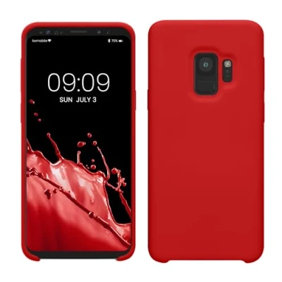 Abbildung von kwmobile Hülle kompatibel mit Samsung Galaxy S9 Silikon Handy Case Handyhülle weiche Oberfläche kabelloses Laden Klassisch Rot