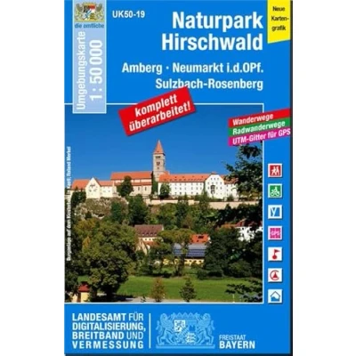 Abbildung von UK50 19 Naturpark Hirschwald: Amberg, Neumarkt i.d.OPf., Sulzbach Rosenberg: Wanderwege, Radwanderwege, UTM Gitter für GPS (UK50 Umgebungskarte ... Karte Freizeitkarte Wanderkarte)