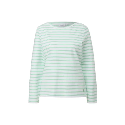 Abbildung von comma casual identity MIT Streifen Langarmshirt, Damen, Größe: 44, Grün