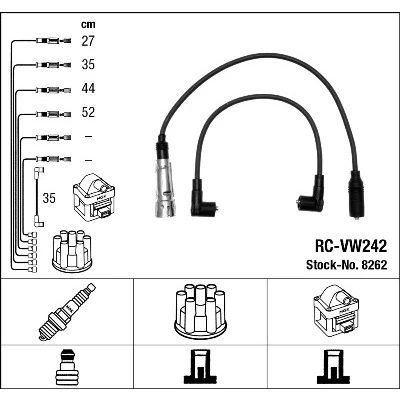 Abbildung von NGK 8262 Zündkabelsatz 5 AUDI: 80 B3, B4 Avant, Limousine