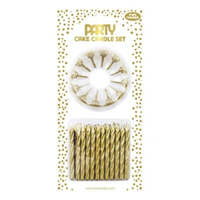 Abbildung von Clairefontaine 24324 GC Set mit 24 Kerzen Metalleffekt + 12 Kerzenhalter, Gold, 1