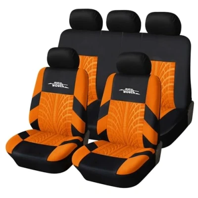 Abbildung von AUTOYOUTH Autositzbezüge Universal Fit Komplettset Autositzschoner Reifenschienen Autositzzubehör, Orange
