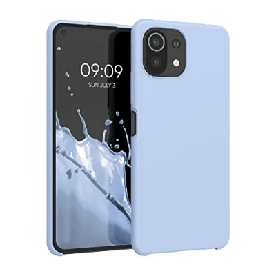 Abbildung von kwmobile Hülle kompatibel mit Xiaomi 11 Lite (5G) NE/Mi Silikon Handy Case Handyhülle weiche Oberfläche kabelloses Laden Hellblau matt