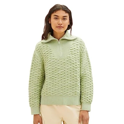 Abbildung von TOM Tailor Denim Troyer MIT Recyceltem Strickpullover, Damen, Größe: Small, Dusty pear green