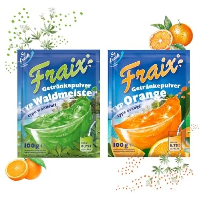 Abbildung von FRAIX Getränkpulver Orange + Waldmeister (50er KOMBIPACK) (je 25 x 100g) fruchtig &amp; erfrischend mit Vitamin C