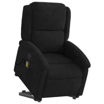 Abbildung von vidaXL Massagesessel, Sessel mit Aufstehhilfe, Relaxsessel Liegefunktion Vibrationsfunktion, Fernsehsessel Liegesessel Aufstehsessel, Schwarz Samt