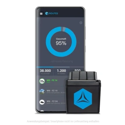 Abbildung von Professionelles Elektronisches Fahrtenbuch von FLEETIZE, Finanzamtkonform, OBD2 GPS Tracker mit EU SIM Karte, Fahrtenschreiber, inkl. 1 Monat Software Lizenz, flottenfähig