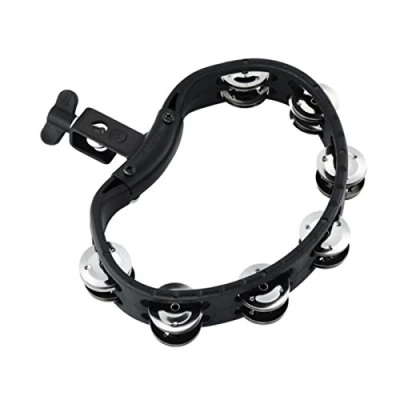 Abbildung von Meinl Percussion Headliner Mountable Tambourine 2 reihiges Tamburin Mit L Halterung ABS Kunststoff / Stahl, Schwarz Silber (HTMT2BK)