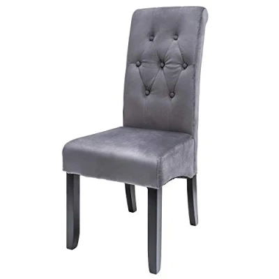 Abbildung von riess ambiente Esszimmerstuhl CASA grau, Esszimmer · Samt Massivholz Chesterfield Steppung
