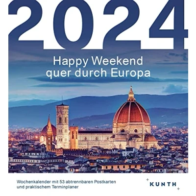 Abbildung von Happy Weekend quer durch Europa KUNTH Postkartenkalender 2024: Hochwertiger Tischkalender mit 53 traumhaften Postkarten (auch zum Aufhängen) (KUNTH 52 Wochen)