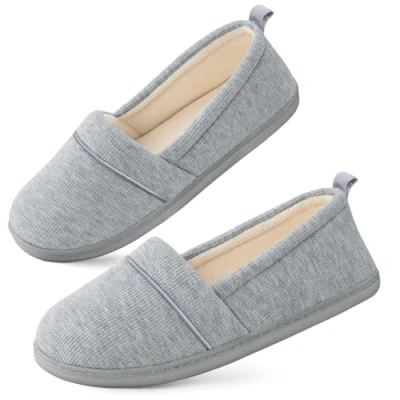 Abbildung von EverFoams Damen Gemütliche Memory Foam Hausschuhe, Leichte Frottee Halbschuhe mit Rutschfester Gummisohle Hellgrau,39 EU