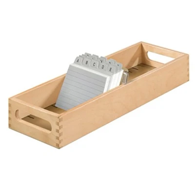 Abbildung von HAN Holz Karteirog für 1500 DIN A7 quer Karteikarten inkl. 1 Metallblattstütze, mit Beschriftungsfeld und Metallboden, FSC zertifiziertes Holz, hochwertige premium Qualität, 1007 0, Naturholz