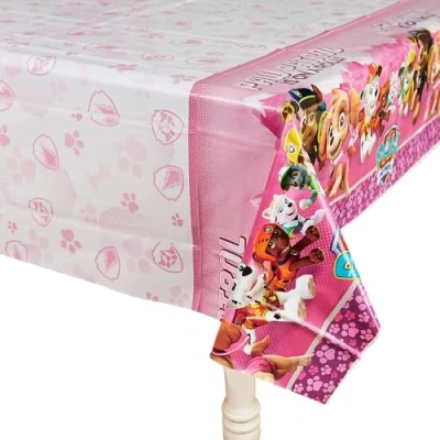 Abbildung von Tischdecke rosa Pfotenpatrouille 1.2x1,8m
