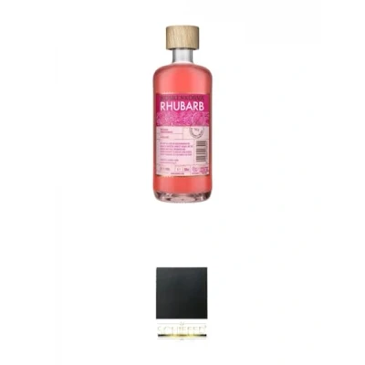 Abbildung von Koskenkorva Rhubarb Rhabarberlikör 0,5 Liter + Schiefer Glasuntersetzer eckig ca. 9,5 cm Durchmesser