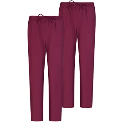 Abbildung von MISEMIYA Pack 2 Pcs Arbeitshosen Unisex ELASTISCHE Taille UNIFORM KLINIK Krankenhaus Reinigung TIERARZT Gesundheit Large, Granat 68