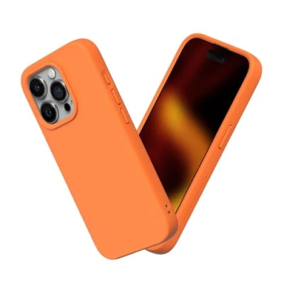 Abbildung von RhinoShield Case kompatibel mit [iPhone 15 Pro Max] SolidSuit Stoßdämpfende &amp; schlanke Schutzhülle Premium Finish 3.5 Meter Fallschutz Orange