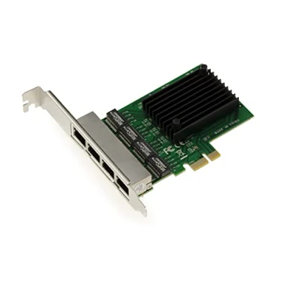 Abbildung von KALEA INFORMATIQUE PCI Express PCIe Netzwerk Controller Karte 4 LAN Ports RJ45 Gigabit Ethernet 10 100 1000Mbps 1G. Mit Realtek RTL8111F Chipsatz und Low High Profile Winkel.