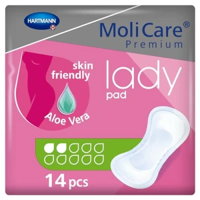 Abbildung von MoliCare Premium lady pad, Inkontinenz Einlage für Frauen bei Blasenschwäche, Aloe Vera, 2 Tropfen, 1x14 Stück