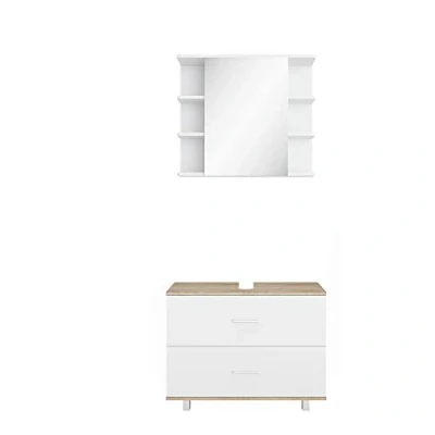 Abbildung von Vicco Badmöbel Set Ilias, Sonoma/Weiß, 2 Teile, Unterschrank 80 cm