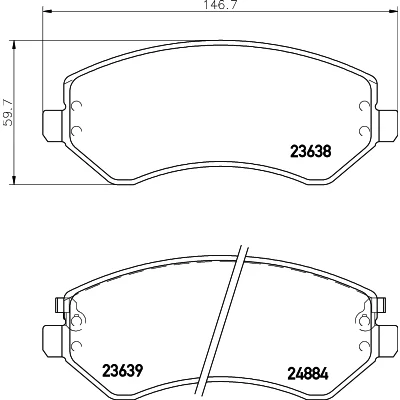 Abbildung von HELLA 8DB 355 010 051 Bremsbelagsatz mit akustischer Verschleißwarnung CHRYSLER: VOYAGER 4, JEEP: Cherokee III