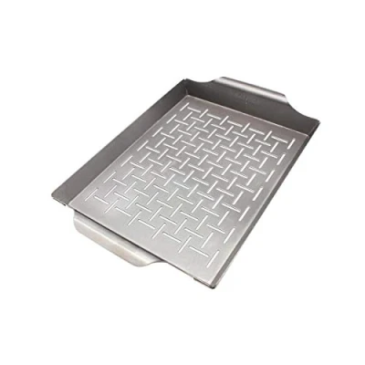 Abbildung von SANTOS Grillkorb/Gemüsekorb Edelstahl 33x22,4x2,5cm Grillwok für Käse, Gemüse, Fleisch &amp; Co. Grillkorb Vegetarisch Vegan Grillen