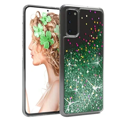 Abbildung von EAZY CASE Hülle kompatibel mit Samsung Galaxy S20 Schutzhülle Flüssig Glitzer, Handyhülle, Schutzhülle, Back Cover Glitter Flüssigkeit, TPU/Silikon, Transparent/Durchsichtig, Grün