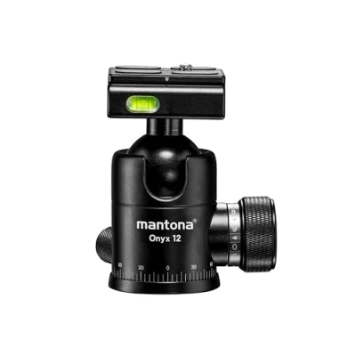 Abbildung von Mantona Onyx 12 Kugelkopf (M1 3612A) Arca Swiss kompatible Schnellwechselplatte 50 mm, professionelle Verarbeitung für DSLR, spiegellose Kamera, Systemkamera, Digitalkamera, Camcorder schwarz