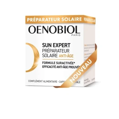 Abbildung von OENOBIOL Sun Expert Solar Vorbereitungsmittel, Anti Aging, nachgewiesene Wirksamkeit, verstärkter Zellschutz, fördert intensive und strahlende Bräunung, Nahrungsergänzungsmittel, 30 Kapseln 1 Monat