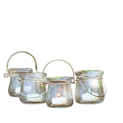 Abbildung von Loberon Windlichter 6er Set Mathilde, mundgeblasen und handgeschliffen, filigraner Schliff, zum Aufhängen, für Teelichter, Kerzenhalter, Wohn Accessoire, Glas, klar