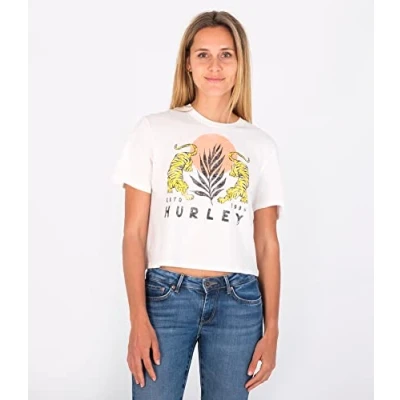 Abbildung von Hurley Damen Le Tigre Cropped Crew Tee T Shirt, Marshmallow/Sulphur, M
