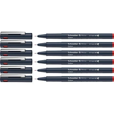 Abbildung von Schneider Pictus Fineliner (Strichstärke 0,7 mm, dokumentenechte Pigmentliner, metallgefasste Spitze, Gehäuse aus 85% recyceltem Kunststoff) 6er Pack, rot