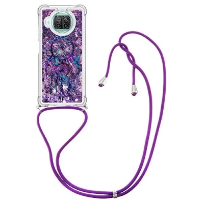 Abbildung von HiCASE Pro Handykette Hülle für Xiaomi Mi 10T Lite 5G, Handyhülle Glitter Flüssig Treibsand Bumper Schutzhülle Silikon TPU Case mit Band Kettezum Umhängen