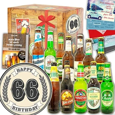 Abbildung von 66. Geburtstagsgeschenk / 12x Bier Welt und DE 66 Geburtstag Geschenke Mann