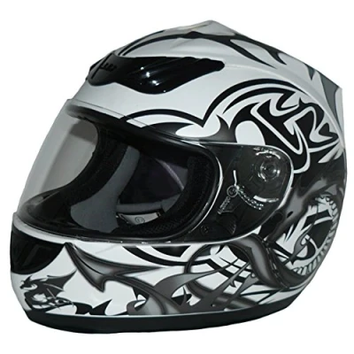 Abbildung von Protectwear Motorradhelm, Integralhelm, Drachendesign (Grau/Weiß), XL