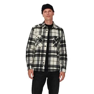 Abbildung von Only &amp; Sons Langarm Kariertes Hemd, Herren, Größe: XL, Cloud dancer
