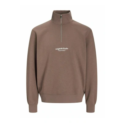 Abbildung von Jack &amp; Jones Jorvesterbro Quarter ZIP HN Sweatshirt, Herren, Größe: Medium, Deep taupe