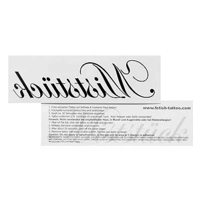 Abbildung von 10 x Miststück Tattoo Schriftzug in schwarz Kinky Fetish Temporary (10)