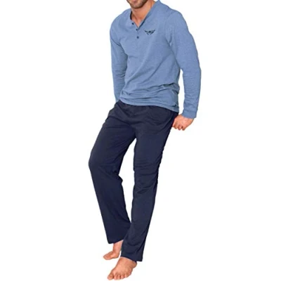 Abbildung von AUTHENTIC LE JOGGER Pyjama &quot;Schlafanzug für Herren&quot;, (2 tlg., 1 Stück), mit Knopfleiste