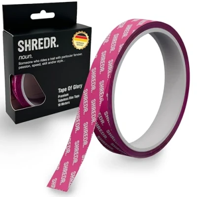 Abbildung von SHREDR. Tape Of Glory Premium Tubeless Felgenband Schlauchlos Band verschiedene Breiten 10 Meter Rolle reicht für 4 Laufräder (2 Bikes). (27 mm)