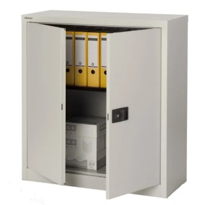 Abbildung von BISLEY Flügeltürenschrank Universal, 1 Fachboden, 2 OH, Metall, 645 Lichtgrau, 40 x 91.4 100 cm