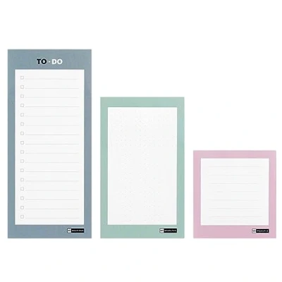 Abbildung von Miquelrius Notizblock mit drei TO DO Blöcken, geklebt, Kartonbasis, 60 Blatt, weißes Papier 80 g/m²