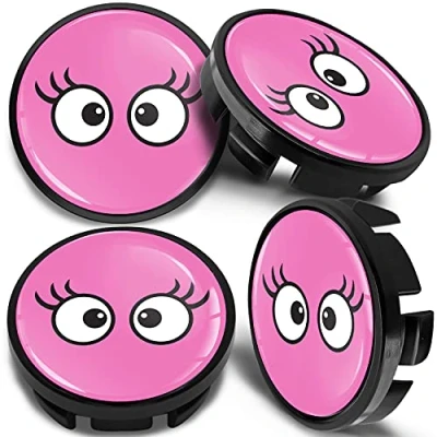 Abbildung von SkinoEu 4 x 65mm Nabendeckel Felgendeckel Radnabenabdeckung Nabenkappen Felgenkappen Radkappen Alufelgen Kompatibel mit VW 3B7 601 171 / 6U7 Augen Rosa CV 44