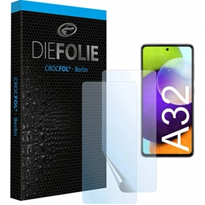 Abbildung von Crocfol Schutzfolie vom Testsieger [2 St.] kompatibel mit Samsung Galaxy A32 selbstheilende Premium 5D Langzeit Panzerfolie (Case Friendly)