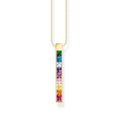 Abbildung von Thomas Sabo Damen Kette mit bunten Steinen gold, aus 925er Sterlingsilber 750er Gelbgold Vergoldung, Länge 45cm, KE2146 996 7 L45V
