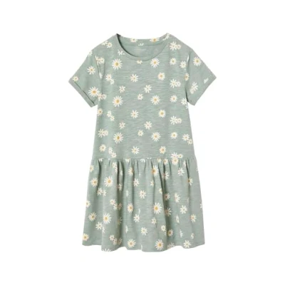Abbildung von Vertbaudet Jerseykleid für Kinder, Größe: 140, Graugrün